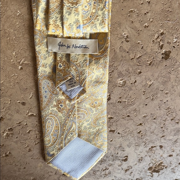 John W. Nordstrom Gold Paisley 100% Silk Tie